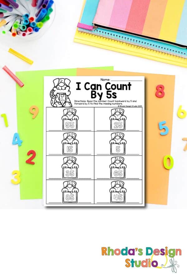 Counting by fives - math and reading worksheets for spring - no prep activities Students or kids will practice and improve their counting abilities with this worksheet. This counting by 5’s worksheet is in pdf format and downloadable.#kindergarten #kindergartenmath