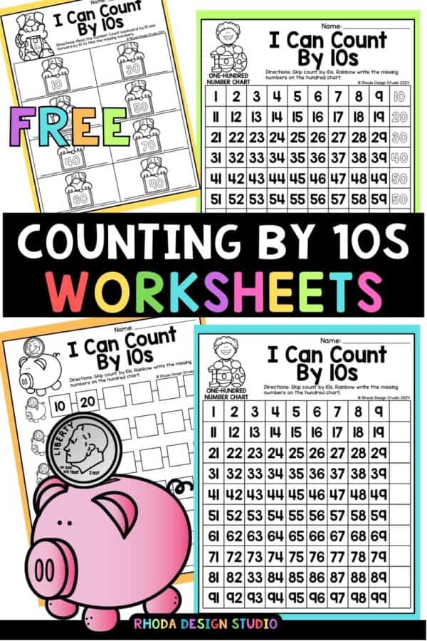 Free Math Worksheets for Pre-K, Kindergarten and First! There are plenty of free of printable worksheets available for any child's grade level. Skip counting by 10’s worksheets for quick and easy math lessons and assessments.