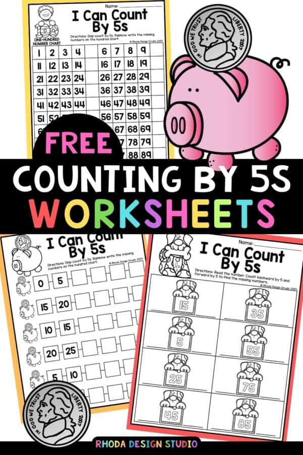 Counting by fives - math and reading worksheets for spring - no prep activities Students or kids will practice and improve their counting abilities with this worksheet. This counting by 5’s worksheet is in pdf format and downloadable.#kindergarten #kindergartenmath