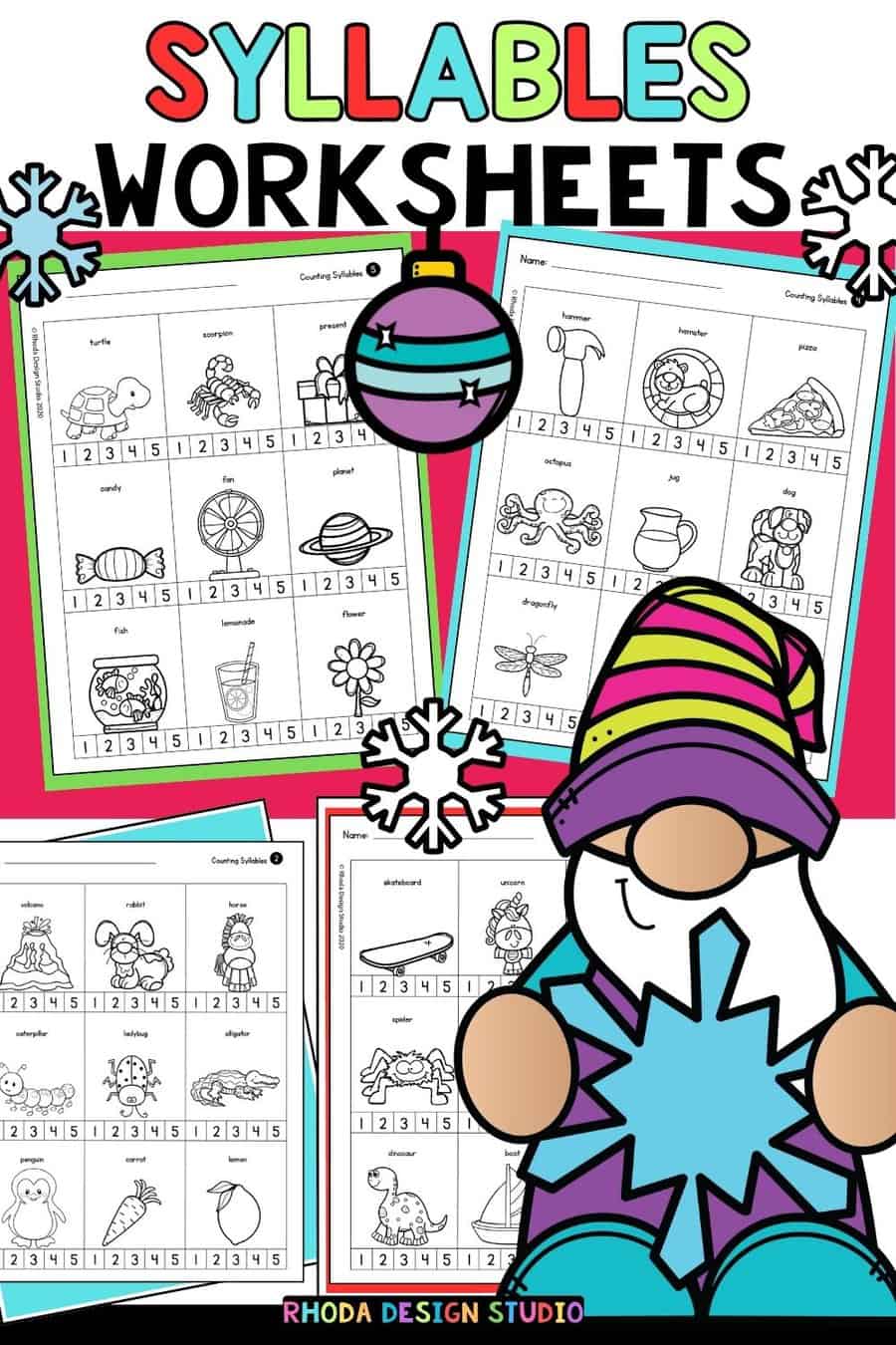 counting syllables language worksheets reading practice