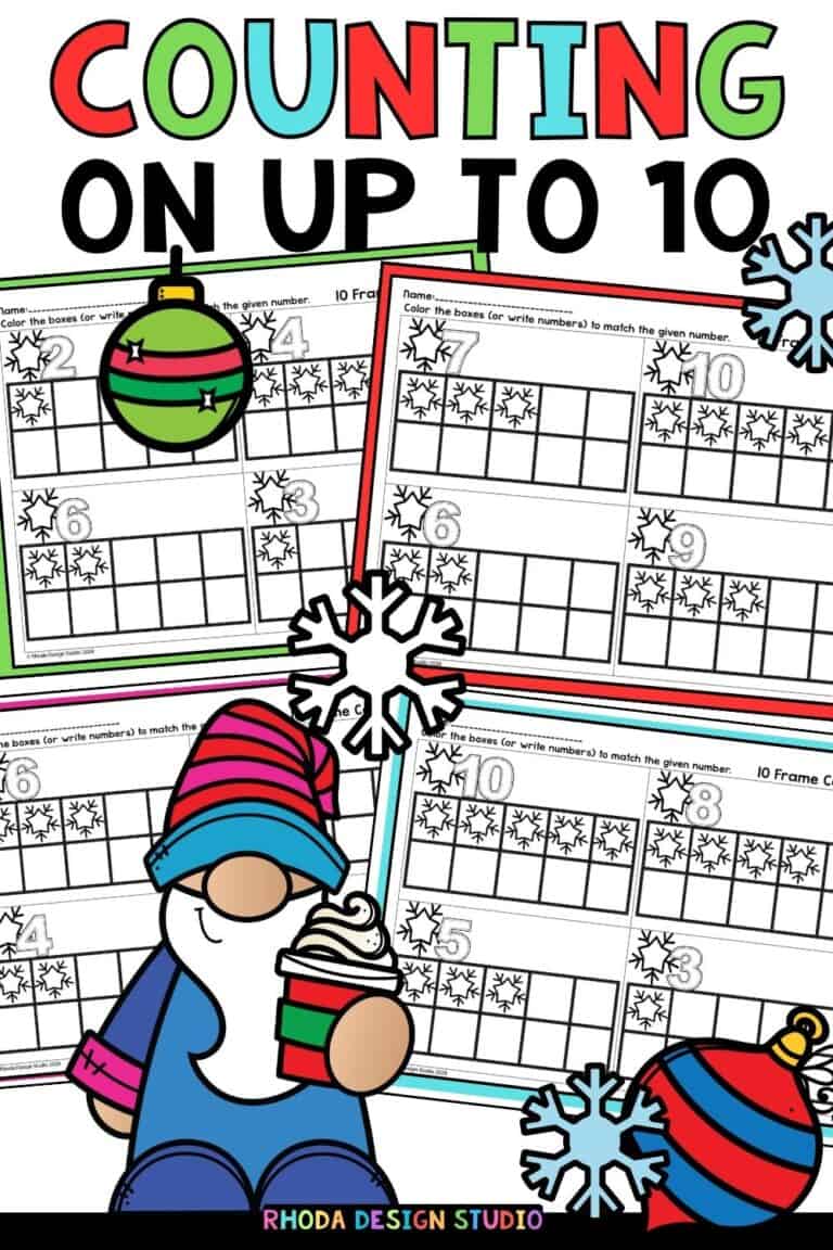 10 Frame Counting: Way to Make 10 Worksheets with Snowflakes