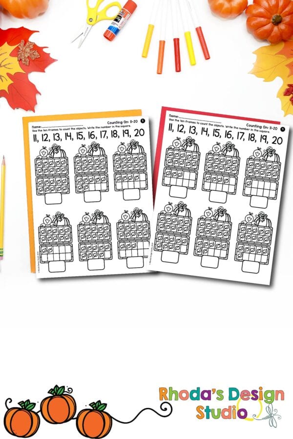 Counting on Teens Worksheets for Pre-K, Kindergarten, and First Grade.