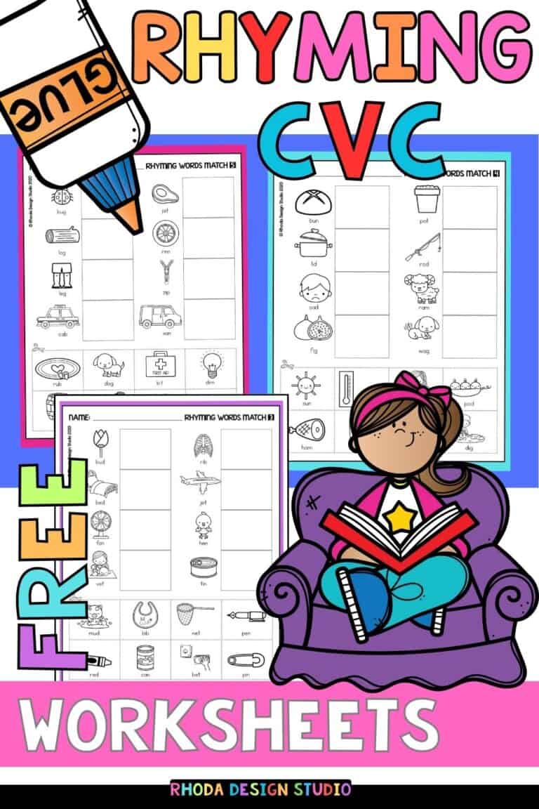 CVC Rhyming Words Worksheets: Free Early Literacy  PDF