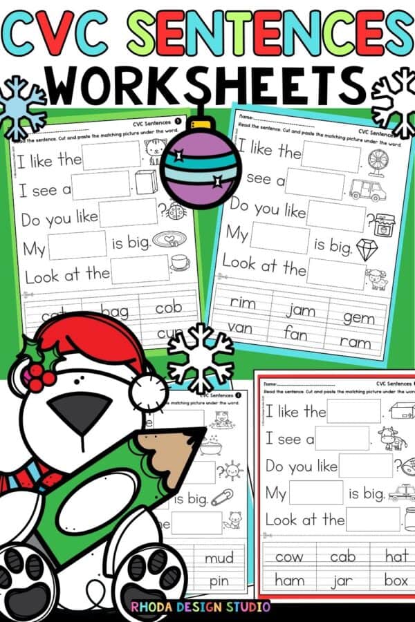 cvc sentences i can read worksheets early literacy