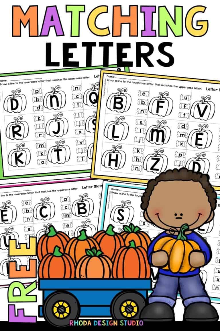 Free letter matching worksheets. October pumpkins and letter literacy practice.