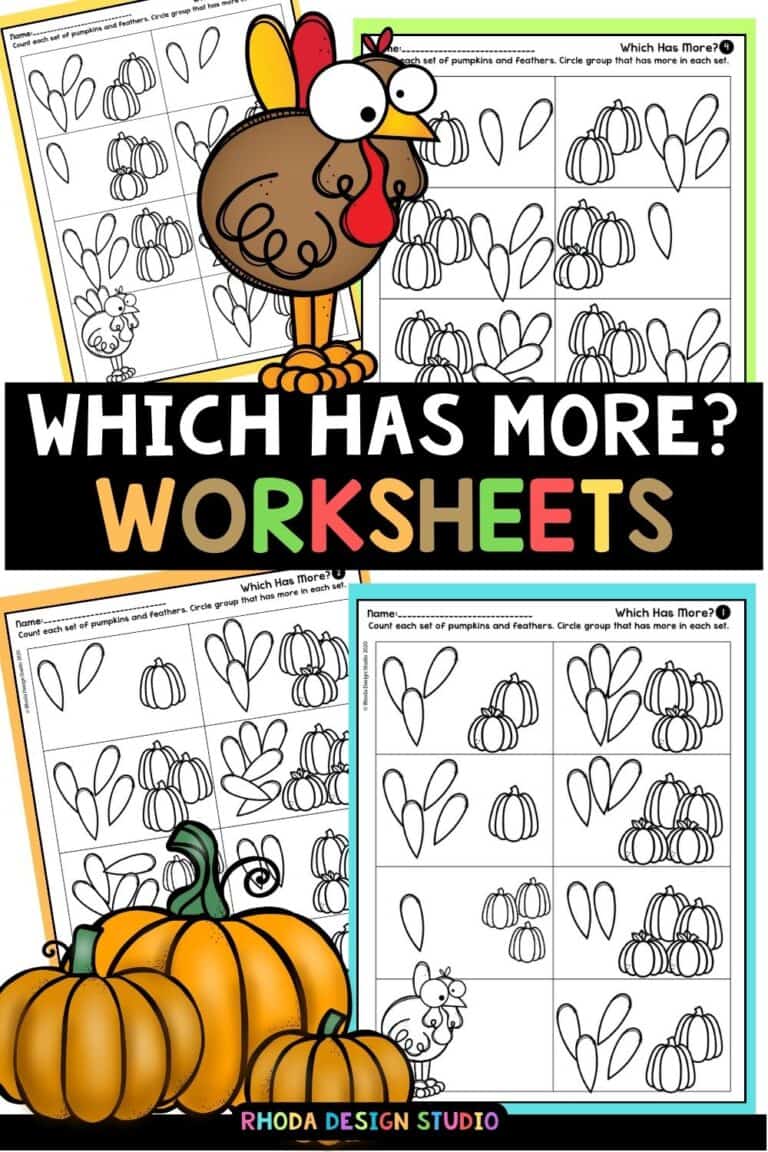 Which Has More? Fall Themed Count and Compare Free Worksheets