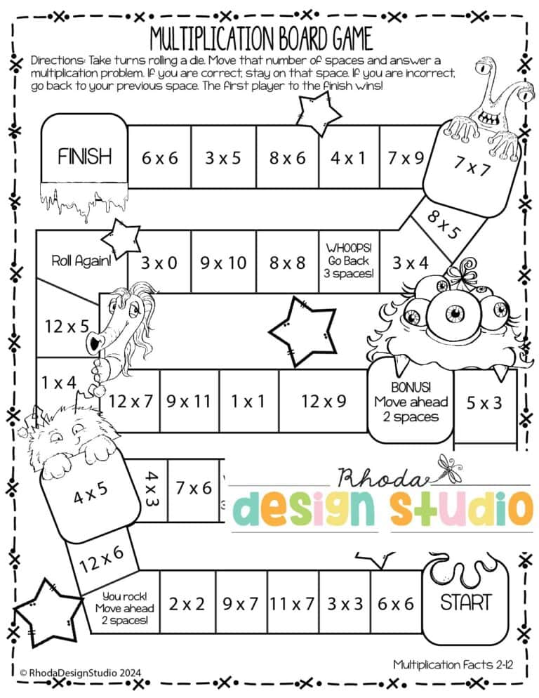 Easy to Use Free Multiplication Game Printables