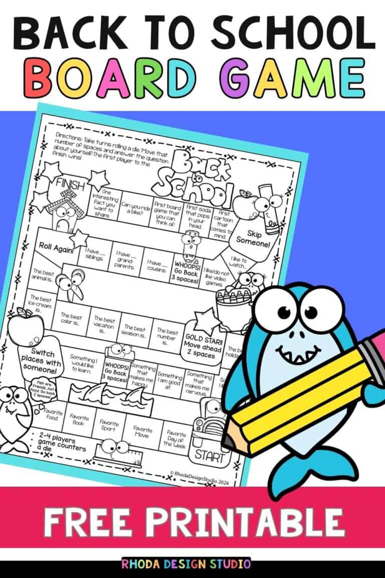 A Fun, Free Back to School Game Board Printable
