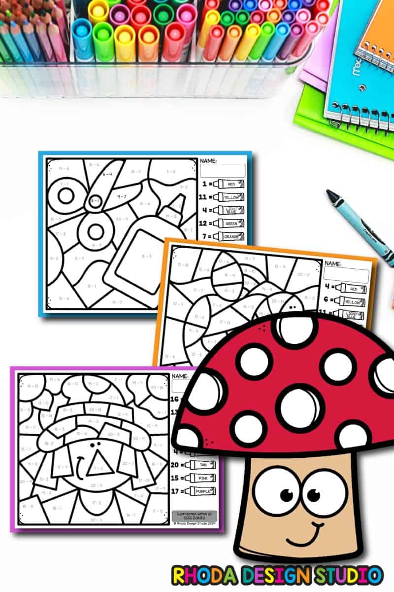 Fall Color by Number Addition and Subtraction: Free Math Worksheets