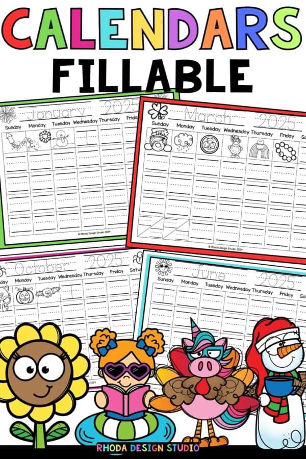 fillable-calendars-preK-kindergarten-early-elementary