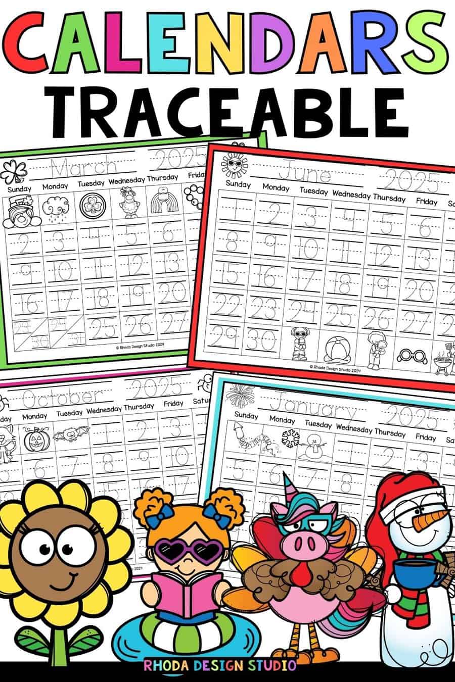 Free Traceable Calendar Pages: Months of the Year Worksheets