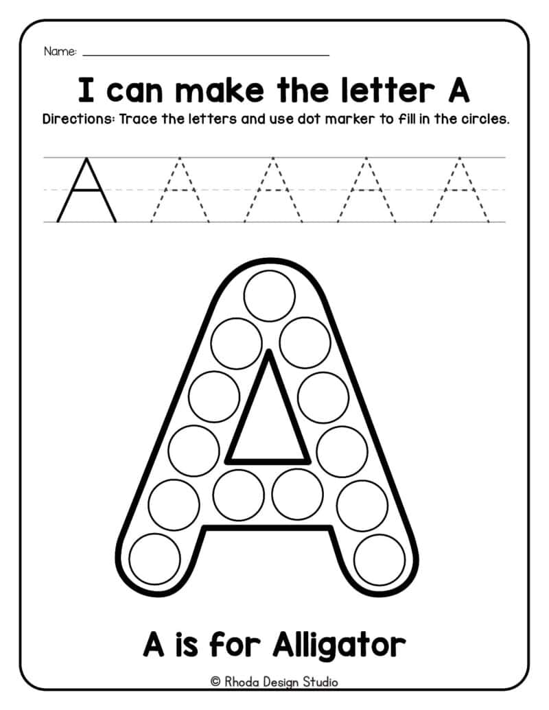 Letter a coloring pages