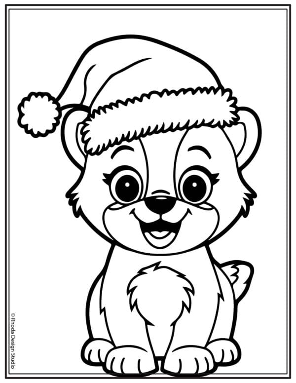 Christmas-Coloring-Pages_dog-hat