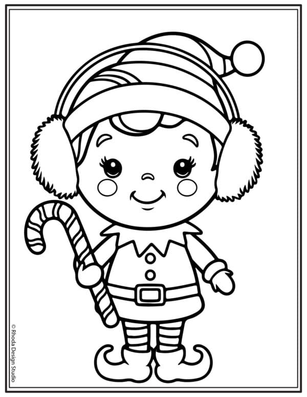 Christmas-Coloring-Pages_elf-candy-cane