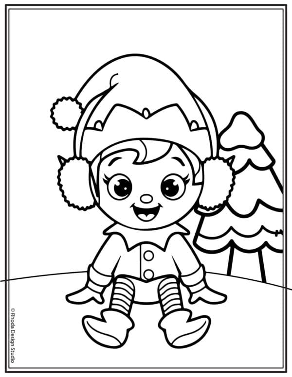 Christmas-Coloring-Pages_elf-outside