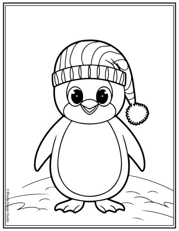 Christmas-Coloring-Pages_penguin-hat