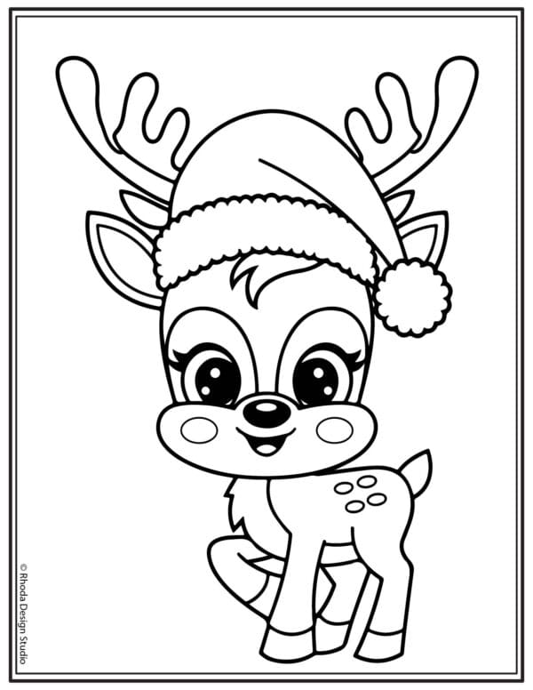Christmas-Coloring-Pages_reindeer-santa-hat
