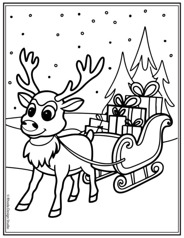 Christmas-Coloring-Pages_reindeer-sleigh