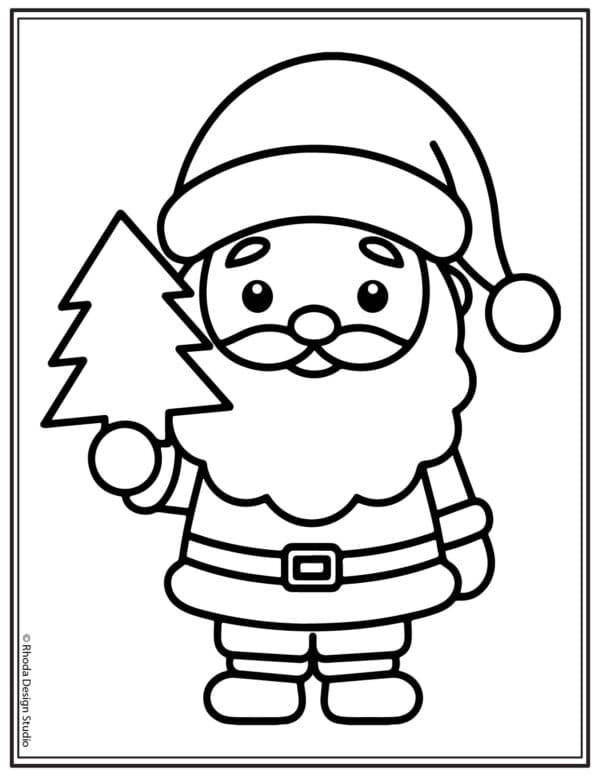 Christmas-Coloring-Pages_santa-with-tree