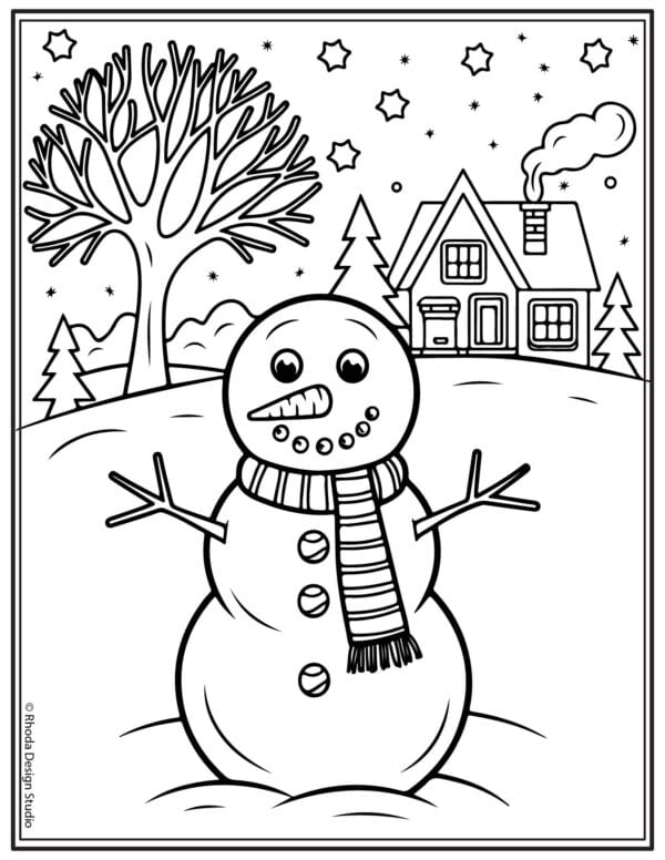 Christmas-Coloring-Pages_snowman-house