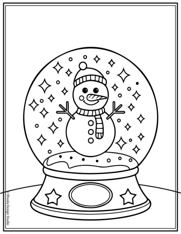 Christmas-Coloring-Pages_snowman-snowglobe