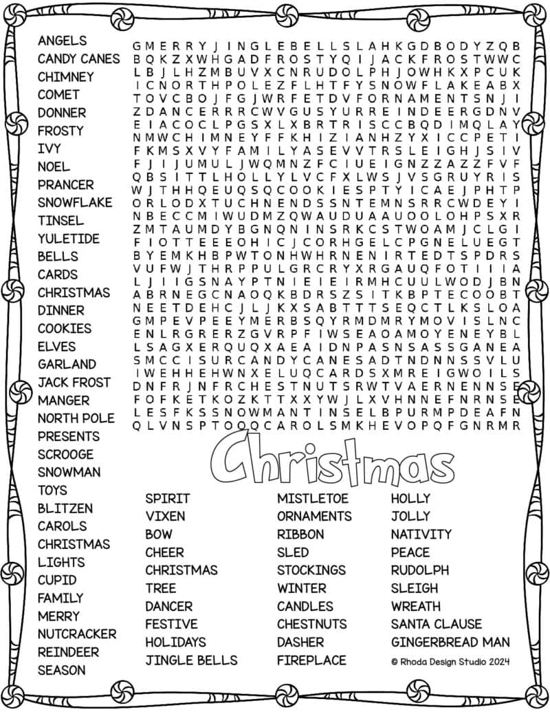 25 Free Christmas Word Searches