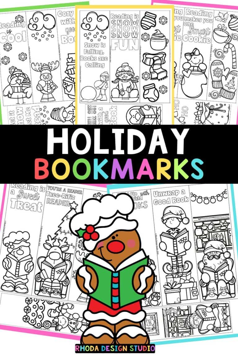 Free Winter and Christmas Bookmarks for Coloring