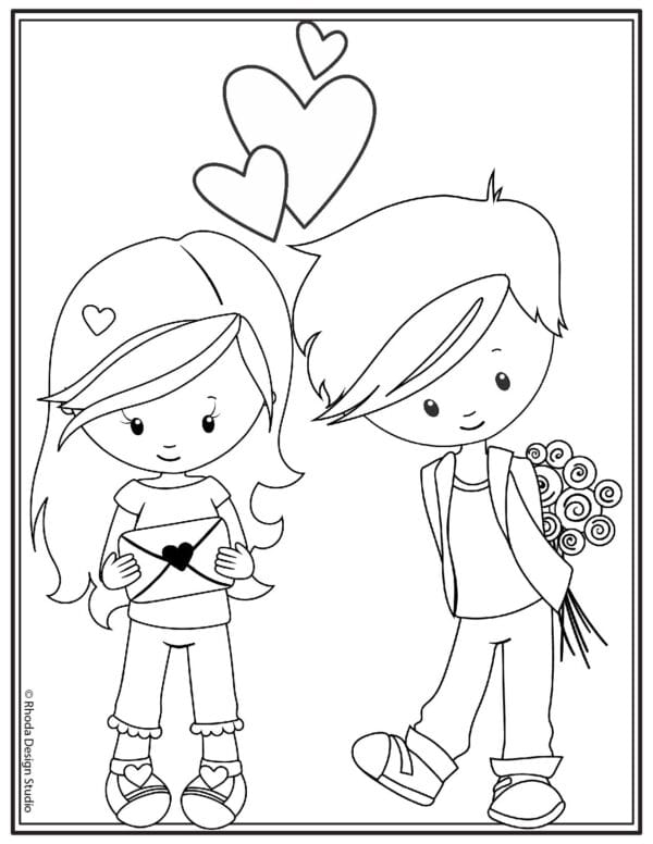valentine-coloring-pages-2_boy-girl-flowers