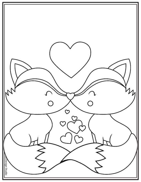 valentine-coloring-pages-2_kissing-foxes
