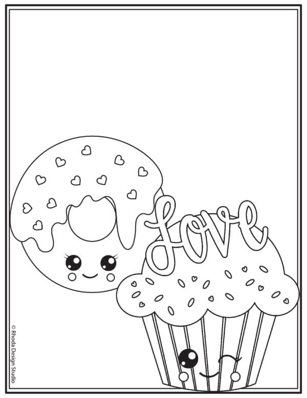 valentine-coloring-pages_donut-cupcake