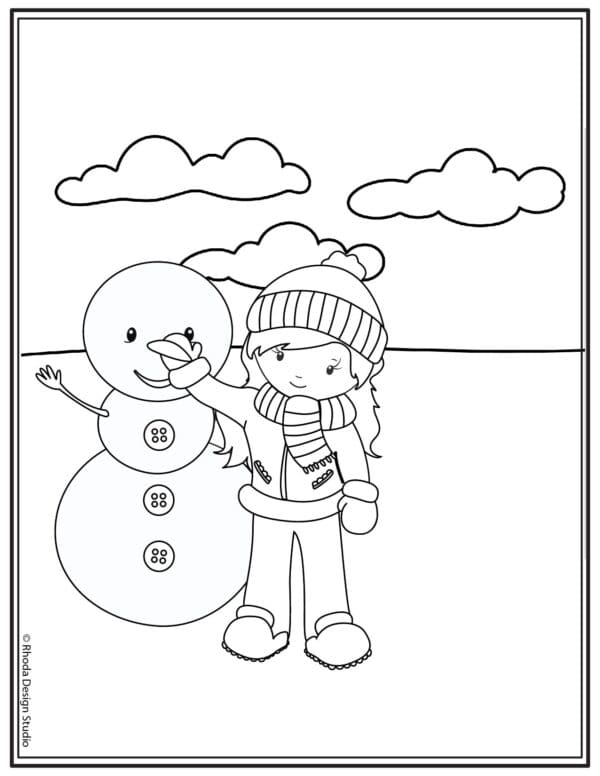 winter-coloring-pages_girl-build-snowman