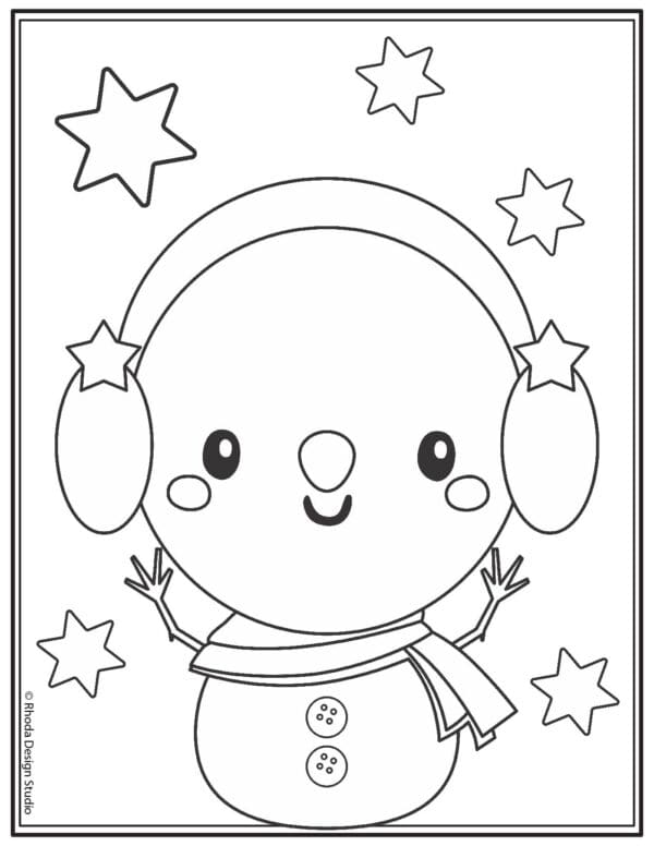 winter-coloring-pages_snowman-earmuff