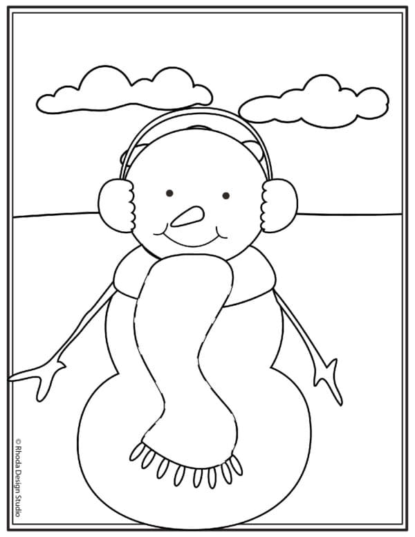 winter-coloring-pages_snowman-field