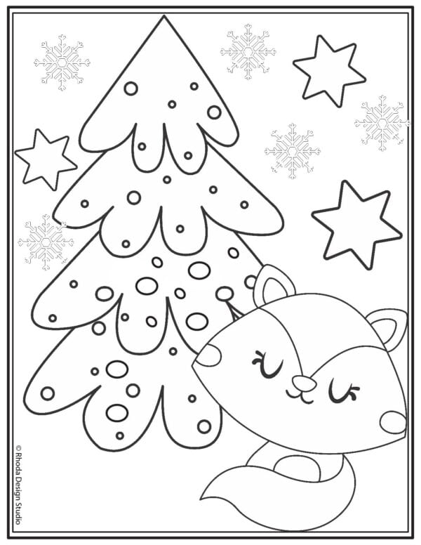 winter-coloring-pages_tree-fox