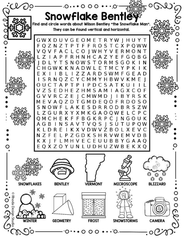snowflake-bentley-activities-_word-search-easy