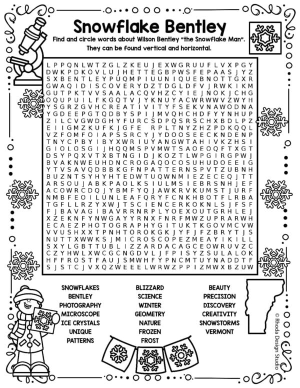 snowflake-bentley-activities-_word-search-medium