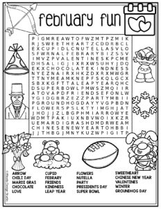 February Word Searches: Free Printables for Kids