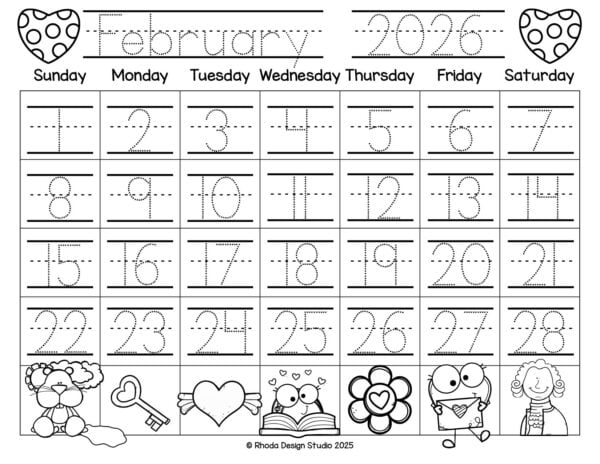Editable + traceable 2026 monthly calendars for kids!
Use them in the classroom or at home to teach time, dates, and habits.
Click to download free printables for the entire year!