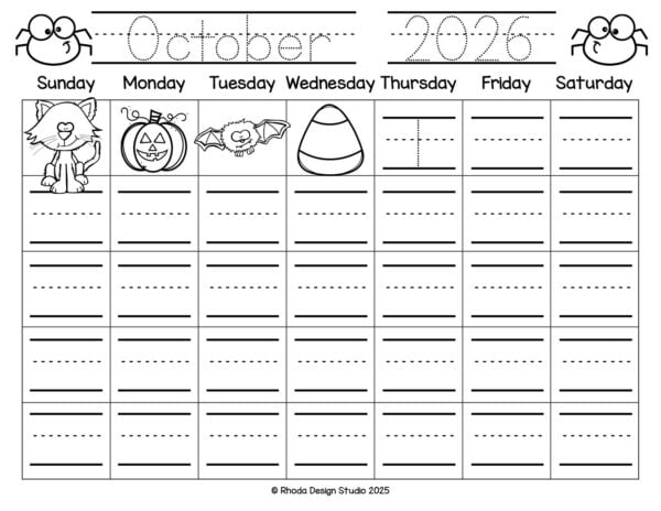 Planning your classroom routines for 2026?
Add these traceable and fillable calendar pages to your daily schedule and give kids the power to track their own days.
Print one for every month!