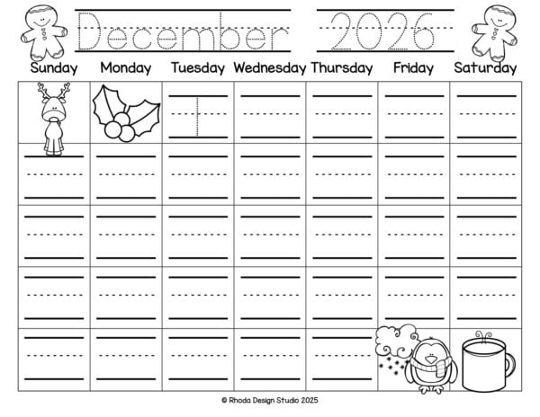 Want your students to get excited about the calendar?
These 2026 printable calendar pages let them trace, write, and take ownership of their routines.
Perfect for Pre-K, K, or first grade.