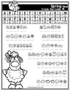 Spring Crack the Code Worksheets: Puzzles for Grades K–4