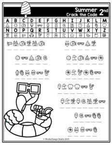 Free Summer Crack the Code Puzzles and Worksheets