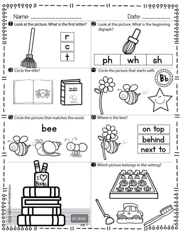 ELA Reading Worksheets RIT Band 131-140 sample