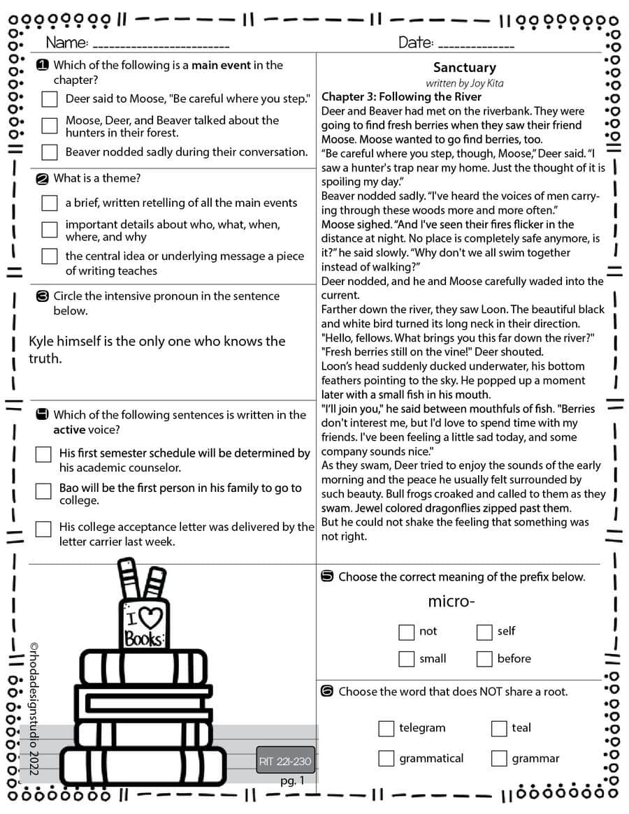 Reading Fluency Activities for RIT Band Levels 131–230