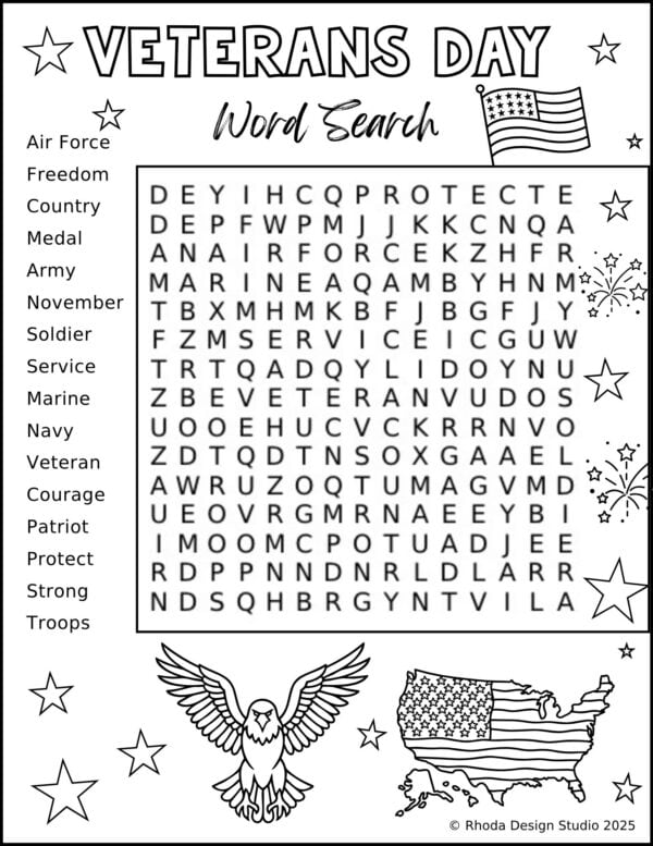 Veterans Day Word Search 3