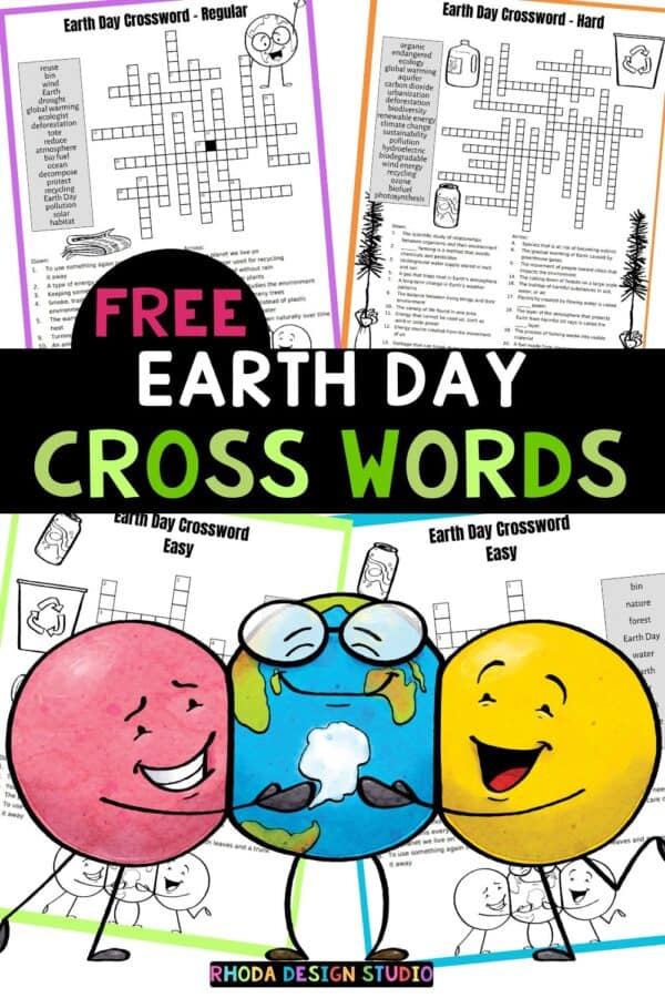 earth day crossword puzzles for kids pin