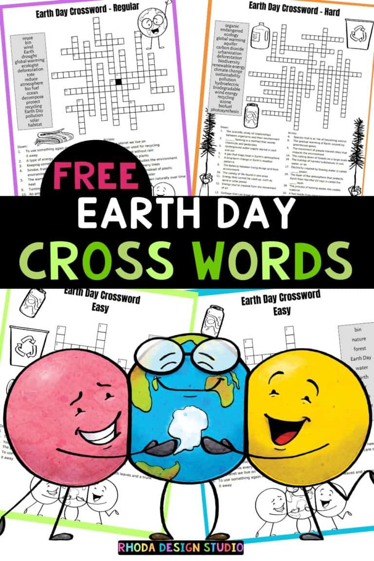 earth day crossword puzzles for kids pin