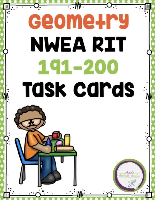 Geometry math task cards cover for K-5 students at RIT 191-200