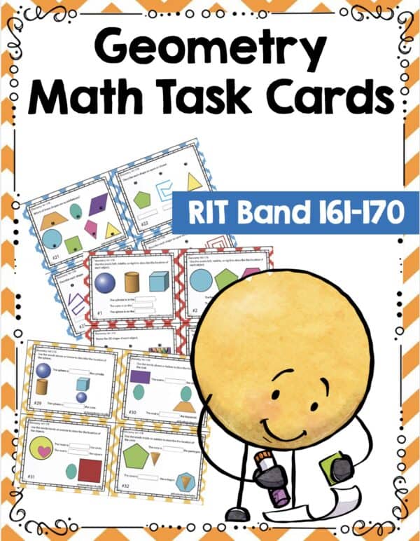 Geometry math task cards cover for K-5 students at RIT 161-170
