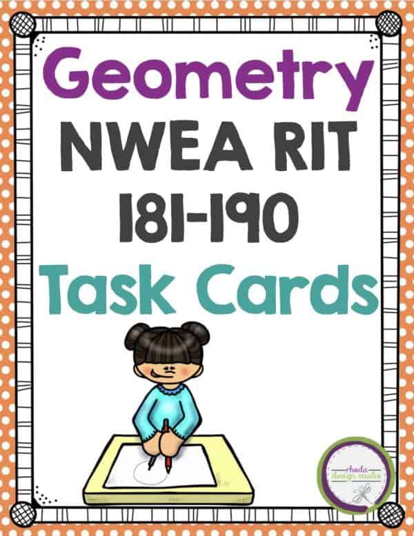 Geometry math task cards cover for K-5 students at RIT 181-190
